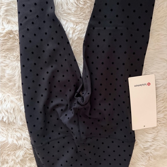 Lululemon Athletica Polka Dot Flocked Black Textured Leggings - Picture 7 of 7